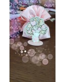 Bomboniera albero legno con orsetto gesso